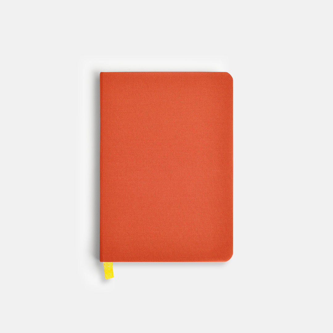 Apple Cider Confidant Hardcover Notebook with yellow ribbon.